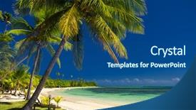  Presentation with palm beach - Presentation theme with sandy beach at fiji islands background and a ocean colored foreground