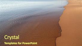  Presentation with calm sea - Colorful presentation theme enhanced with sandy beach at sunrise red backdrop and a tawny brown colored foreground