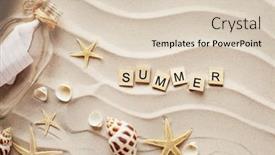  Presentation with advertising - Colorful PPT theme enhanced with sandy-beach-background-top-view backdrop and a lemonade colored foreground