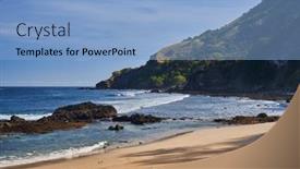  Presentation with asia - Presentation theme featuring sandy-beach-in-asia-perfect background and a light blue colored foreground