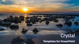  Presentation with stones and sand - Presentation theme enhanced with sandy beach in tidal waves background and a  colored foreground