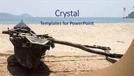  Presentation with old fishing boat - Slide set having sandy beach india goa background and a sky blue colored foreground