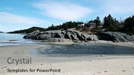  Presentation with newfoundland - Presentation theme with sandy beach landscape in rural newfoundland background and a light gray colored foreground