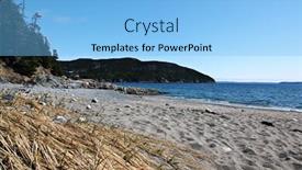  Presentation with newfoundland - PPT theme featuring sandy beach landscape in rural newfoundland background and a light blue colored foreground