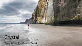  Presentation with pacific island - Colorful PPT theme enhanced with sandy beach ocean tide backdrop and a light gray colored foreground