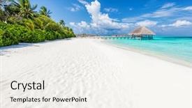  Presentation with maldives - PPT layouts consisting of sandy beach on a tropical background and a sky blue colored foreground