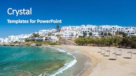  Presentation with tranquil - Presentation consisting of sandy beach with amazing tranquil background and a teal colored foreground