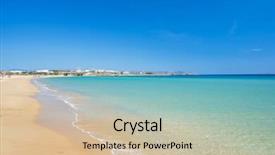  Presentation with beach sands - Amazing PPT theme having sandy beach with amazing tranquil backdrop and a soft green colored foreground