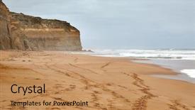  Presentation with beach ball sand dunes - PPT layouts having sandy beach with big waves background and a coral colored foreground