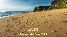  Presentation with footprints - PPT layouts featuring sandy beach with footprints clear background and a coral colored foreground