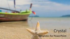  Presentation with starfish - Presentation theme enhanced with sandy beach with long tail background and a coral colored foreground