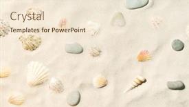 Presentation with sea shells - Presentation theme enhanced with sandy-beach-with-sea-shells background and a lemonade colored foreground