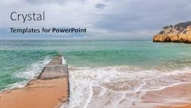  Presentation with ridges - Presentation design featuring sandy-beach-with-stony-ridges background and a light blue colored foreground