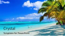  Presentation with paradise island - Slide deck consisting of sandy beaches of mauritius island background and a cyan colored foreground