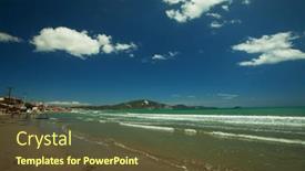  Presentation with third - Cool new slide deck with sandy-beaches-of-zakynthos-zakintos backdrop and a tawny brown colored foreground