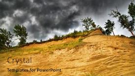  Presentation with storm clouds - Audience pleasing PPT theme consisting of sandy-cliff-and-storm-clouds backdrop and a gold colored foreground