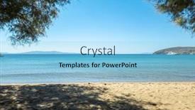  Presentation with greek islands - Presentation design consisting of sandy-empty-beach-with-tree background and a light blue colored foreground