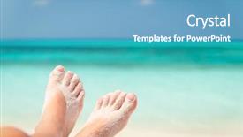  Presentation with feet - Colorful presentation enhanced with sandy feet on the beach backdrop and a teal colored foreground