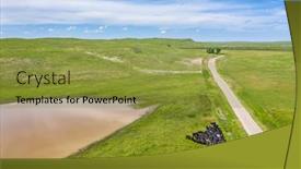  Presentation with ranch - Slide set having sandy-ranch-road-in-nebraska background and a gold colored foreground