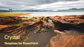  Presentation with earth wind - Colorful slide set enhanced with sandy rock with by magma backdrop and a tawny brown colored foreground