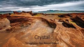  Presentation with footprints in the sand picture - PPT layouts consisting of sandy rock with by magma background and a red colored foreground