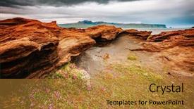  Presentation with rock - Audience pleasing PPT theme consisting of sandy rock with by magma backdrop and a gold colored foreground