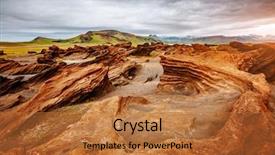  Presentation with rock - Colorful presentation design enhanced with sandy rock with by magma backdrop and a red colored foreground