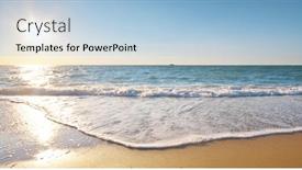  Presentation with seashore - Audience pleasing slide set consisting of sandy-seashore-at-sunset-nature backdrop and a light blue colored foreground