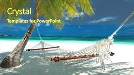  Presentation with palm tree - Colorful theme enhanced with sandy shores - beach hammock hanging backdrop and a tawny brown colored foreground