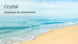  Presentation with summer at the beach - PPT theme having sandy tropical beach in summer background and a cool aqua colored foreground