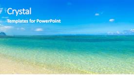  Presentation with tropical - Theme with sandy tropical wolmar beach background and a teal colored foreground