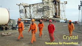  Presentation with oil platforms - PPT theme with sangachal-azerbaijan-oct-29-roughnecks background and a violet colored foreground