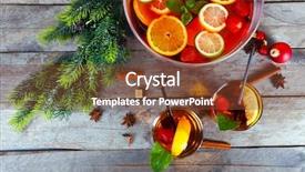  Presentation with decoration - Presentation theme with sangria in bowl and glasses background and a tawny brown colored foreground