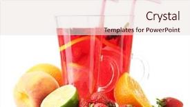  Presentation with fresh fruits salad on white - PPT layouts enhanced with sangria in glasses with fruits background and a lemonade colored foreground