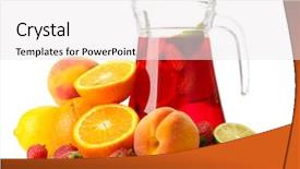  Presentation with fresh fruits salad on white - Presentation enhanced with sangria in jar with fruits background and a white colored foreground