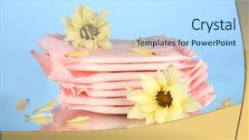  Presentation with blue yellow - Cool new presentation with protection woman - panty liners in individual packing backdrop and a sky blue colored foreground