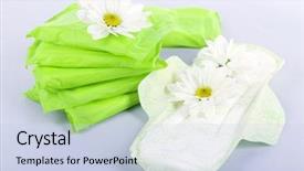  Presentation with white flowers - Colorful PPT layouts enhanced with sanitasy - sanitary pads and white flowers backdrop and a lemonade colored foreground
