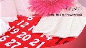  Presentation with light pink - Slides enhanced with sanitary pads calendar towel and pink gerber on light background background and a coral colored foreground