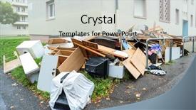  Presentation with furniture - Cool new PPT theme with sanitation - big pile of old broken backdrop and a light gray colored foreground