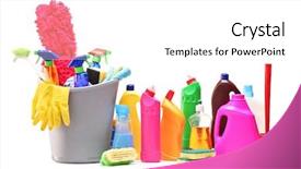  Presentation with cleaning - Slides with sanitation - studio shot of a bunch background and a white colored foreground