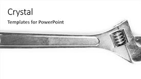  Presentation with home wrench screwdriver - Colorful slide set enhanced with sanitation engineer - adjustable wrench isolated on white backdrop and a  colored foreground