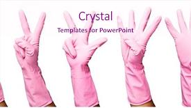  Presentation with numbers - Colorful theme enhanced with sanitation safety - pink gloves gesturing numbers backdrop and a pink colored foreground