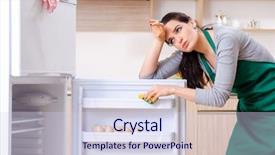  Presentation with fridge - Audience pleasing presentation consisting of sanitation wipes - young woman cleaning fridge backdrop and a sky blue colored foreground