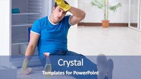  Presentation with hygiene - Audience pleasing PPT layouts consisting of food sanitation - man cleaning fridge in hygiene backdrop and a  colored foreground