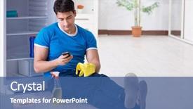  Presentation with hygiene - Cool new PPT layouts with food sanitation - man cleaning fridge in hygiene backdrop and a  colored foreground