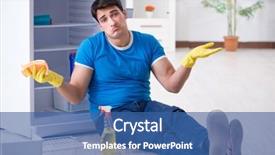  Presentation with hygiene - Slide set having food sanitation - man cleaning fridge in hygiene background and a  colored foreground