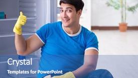  Presentation with hygiene - Audience pleasing presentation design consisting of food sanitation - man cleaning fridge in hygiene backdrop and a  colored foreground