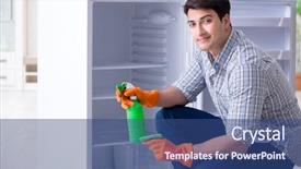  Presentation with hygiene - Amazing presentation theme having food sanitation - man cleaning fridge in hygiene backdrop and a  colored foreground