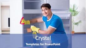  Presentation with hygiene - Slide deck having food sanitation - man cleaning fridge in hygiene background and a ocean colored foreground