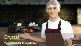  Presentation with food sanitation - Slide deck featuring food sanitation - young man working background and a tawny brown colored foreground